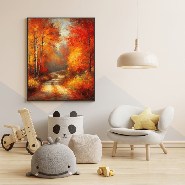 Enchanting Forest Path Poster Red Trees Wonderland (Creator Uploaded)