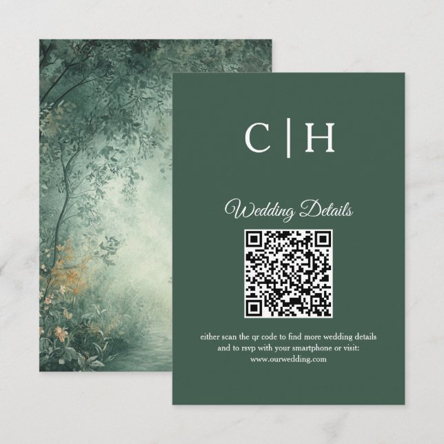 Enchanting Forest QR Code Wedding Enclosure Card (Front/Back)