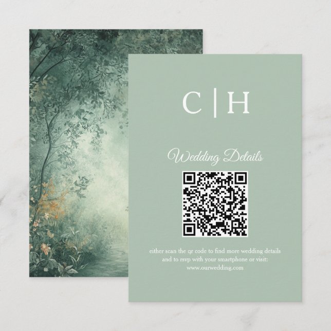 Enchanting Forest QR Code Wedding Enclosure Card (Front/Back)