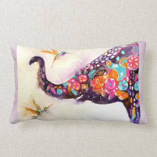 Enchanting Friends Elephant and Hummingbirds Lumbar Pillow