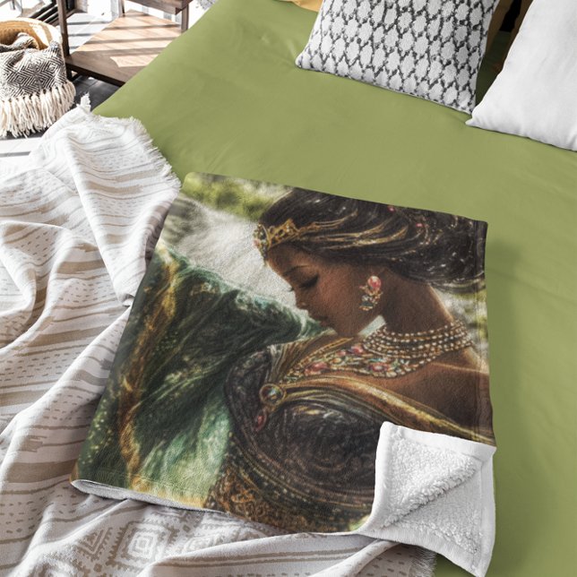Enchanting Goddess by a Magical Waterfall Fleece Blanket (Creator Uploaded)