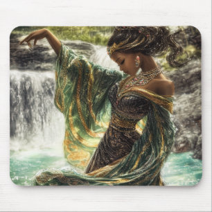 Enchanting Goddess by a Magical Waterfall Mouse Pad