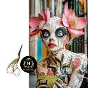 Enchanting Gothic Gargoyle Floral Crown Decoupage Tissue Paper