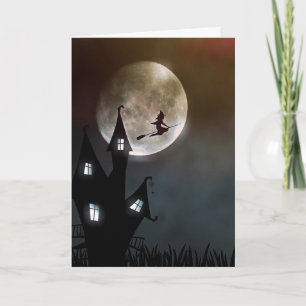 Enchanting Halloween Night: Witch Soaring Card