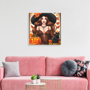 Enchanting Halloween Woman Wall Art - Autumnal 