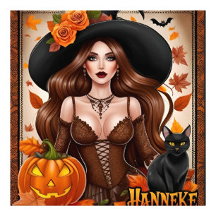 Enchanting Halloween Woman Wall Art - Autumnal 