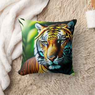 Enchanting Jungle Tiger - Fierce And Free Throw Pillow