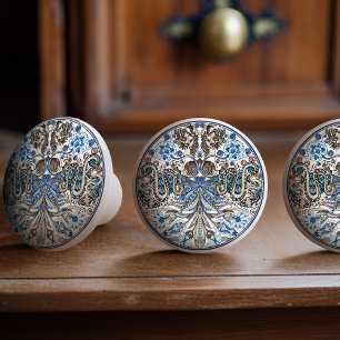 Enchanting Kaleidoscope Lions & Snakes De Morgan Ceramic Knob