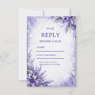 Enchanting Lavender Frosted Winter Harmony RSVP Card
