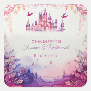 Enchanting Lavender Renaissance Castle Wedding Square Sticker