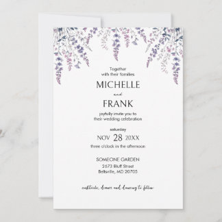 Enchanting Lilac Dreams: Boho Floral Wedding Invitation