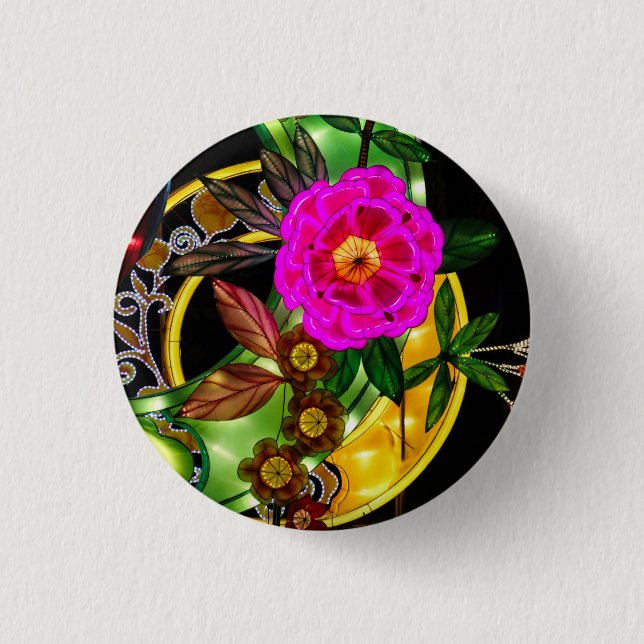 Enchanting Magenta & Gold  1 Inch Round Button (Front)