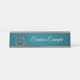 Enchanting majestic blue bird. desk name plate