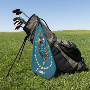 Enchanting majestic blue bird. golf towel