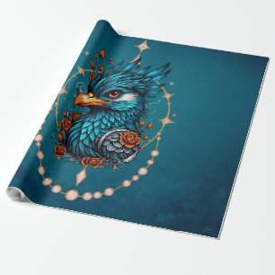 Enchanting majestic blue bird. wrapping paper