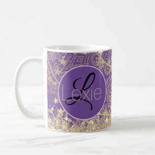 Enchanting Mandala with Gold Stars Monogram Coffee Mug