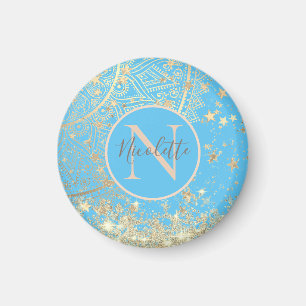 Enchanting Mandala with Gold Stars Monogram     Magnet