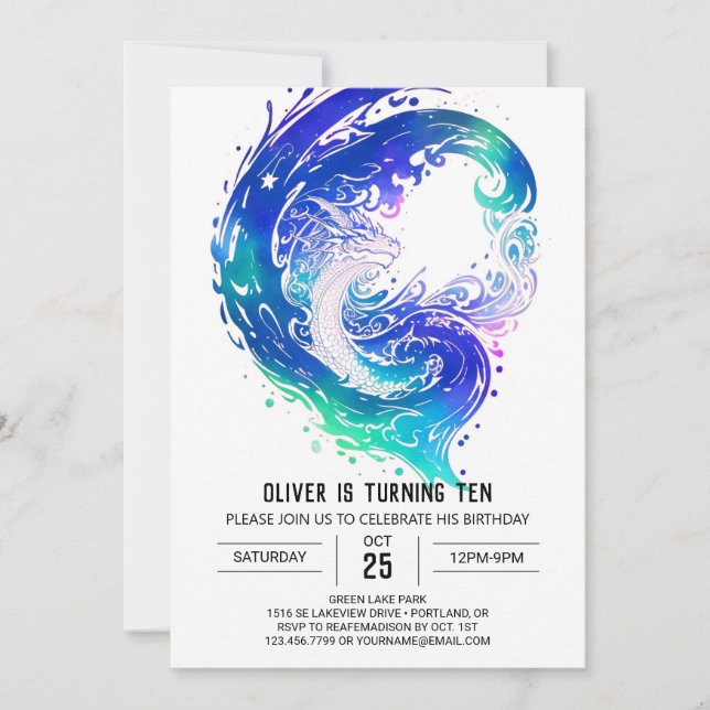 Enchanting Medieval Dragon Birthday Invitation (Front)