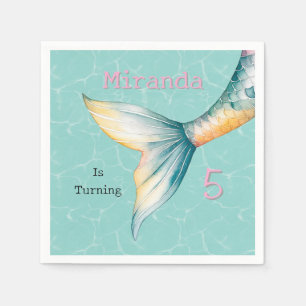 Enchanting Mermaid Tail Girl Birthday Party Napkin