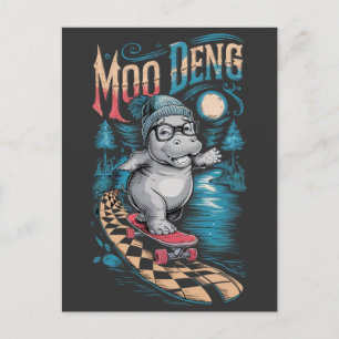 Enchanting Moo Deng Hippo Postcard