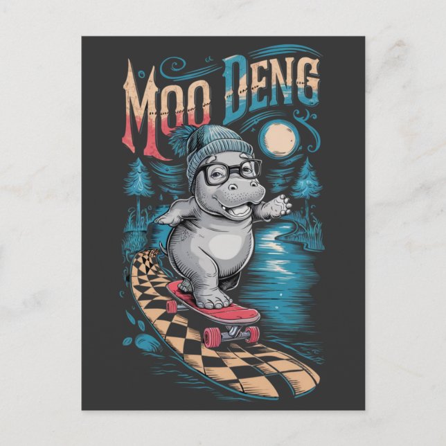 Enchanting Moo Deng Hippo Postcard (Front)