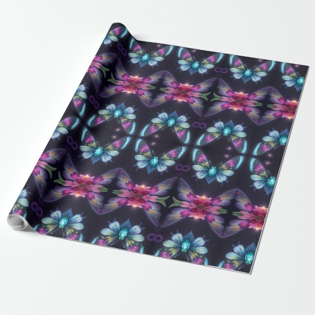 Enchanting Moonlit Fairy Wrapping Paper (Unrolled)