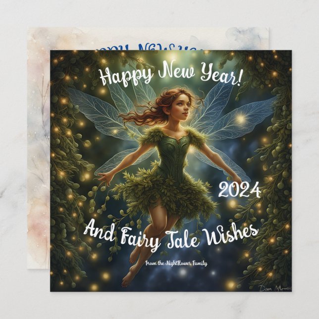 Enchanting New Year's Fairy Tale. Whimsical Wishes Card (Front/Back)
