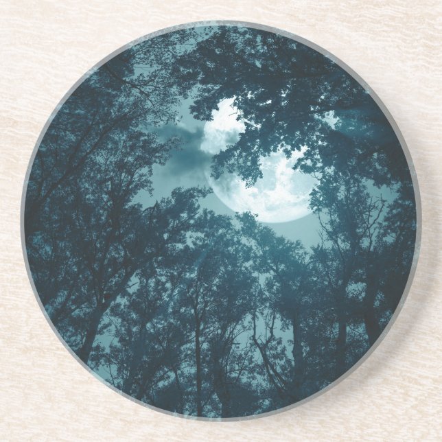 Enchanting Night Forest with Full Moon Coaster (Front)