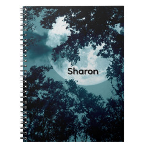 Enchanting Night Forest with Full Moon Personal Notebook