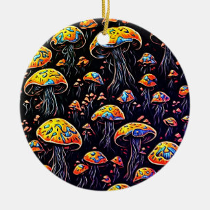 Enchanting Nightlights: Retro Mushroom Ceramic Ornament