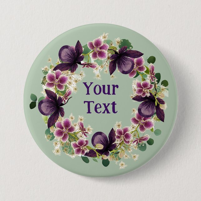 Enchanting Olive Flower Wreath Lapel Statement 3 Inch Round Button (Front)