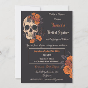 Enchanting Orange Bouquet on Cream Skull  Invitation