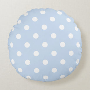 Enchanting Pastel Light Blue With Big Polka Dots Round Pillow