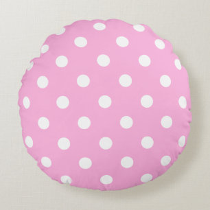Enchanting Pastel Light Pink With Big Polka Dots Round Pillow
