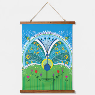Enchanting Peacock Symmetry Hanging Tapestry