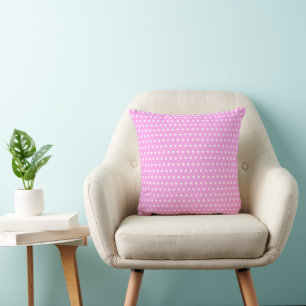 Enchanting Pink And Stylish White Polka Dots  Throw Pillow