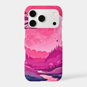 Enchanting Pink Moon: Cartoon Art