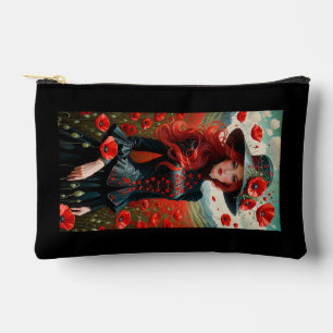 "Enchanting Poppy Goddess – Elegant Cosmetic Bag" Accessory Pouch