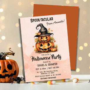 Enchanting Pumpkin Witch Hat cute Halloween  Invitation
