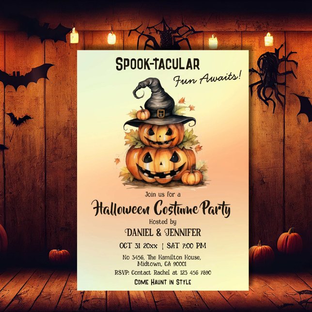 Enchanting Pumpkin Witch Hat cute Halloween party Invitation (Creator Uploaded)