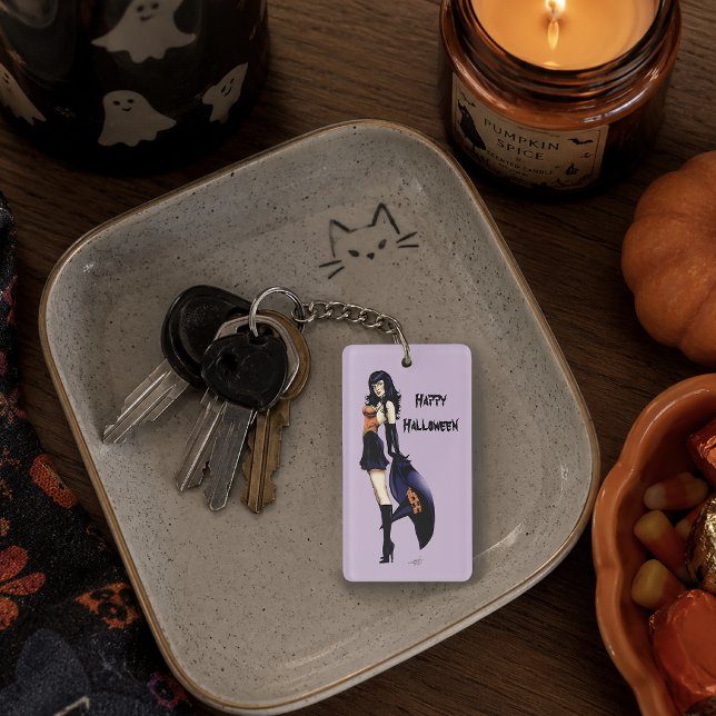 Enchanting Purple Retro Fantasy Witch Keychain (Creator Uploaded)