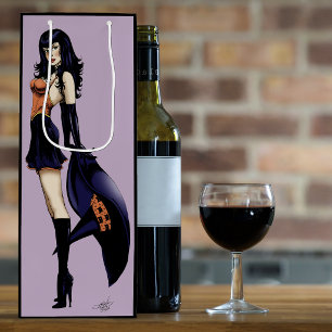 Enchanting Purple Retro Fantasy Witch Wine Gift Bag