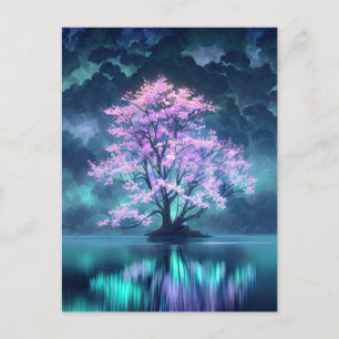 Enchanting Purple Tree at the Peaceful Lake Postcard