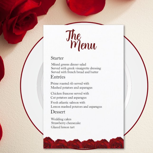 Enchanting Red Rose Wedding Dinner Menu (Creator Uploaded)