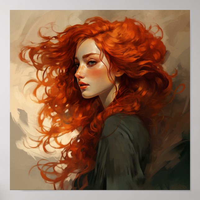Enchanting Redhead: Vintage Beauty and Art Nouveau Poster (Front)