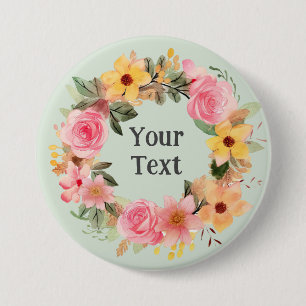 Enchanting Roses Floral Wreath Lapel Decoration 3 Inch Round Button