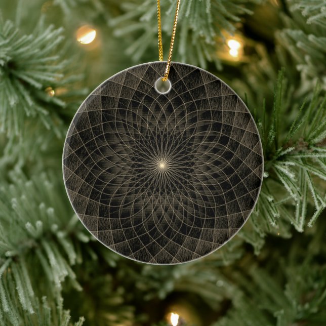 Enchanting Spirals: Retro Elegance Ceramic Ornament (Tree)