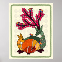 Enchanting Stag: Madhubani Art Poster