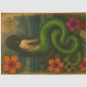Enchanting Viper-Tailed Siren Nautical Tissue Paper