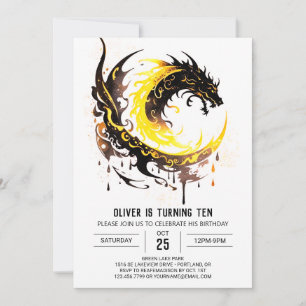 Enchanting Watercolor Dragon Birthday Invitation